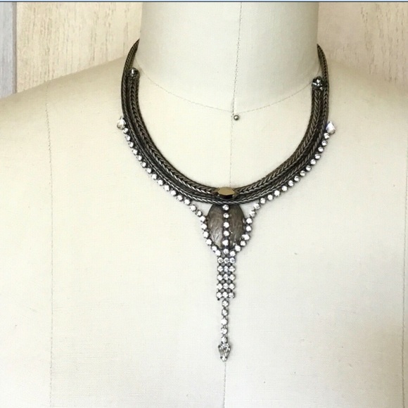 Free People Jewelry Chokernecklace Jeweled Crystal Pendant Poshmark